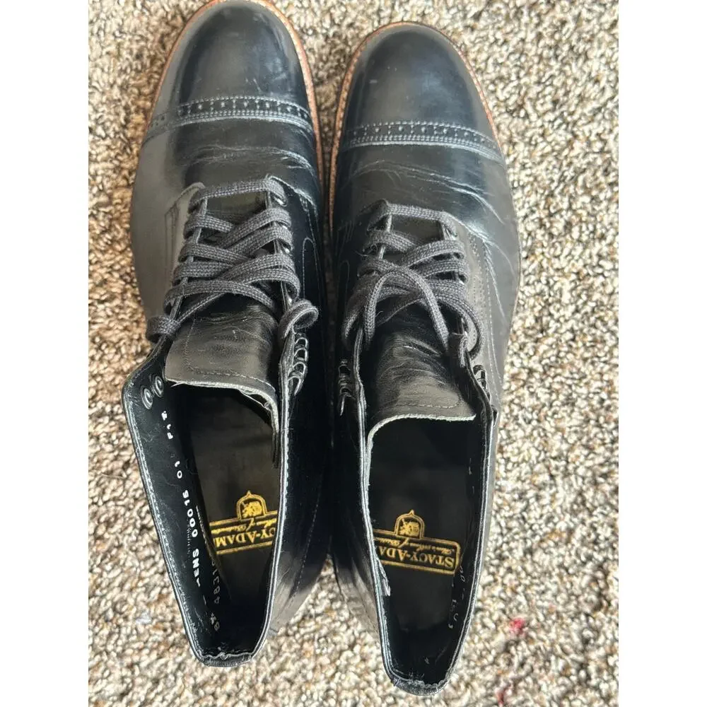 Stacy Adams Madison Cap Toe High Top Boots Black Kidskin Leather Men’s US 8.5